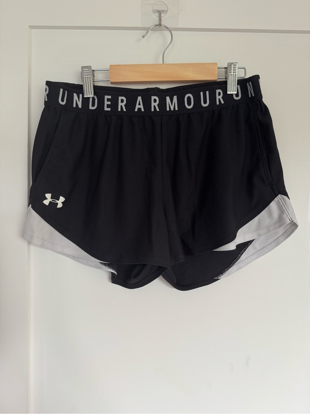 Women’s Under Armour Black Athletic Shorts with White Trim